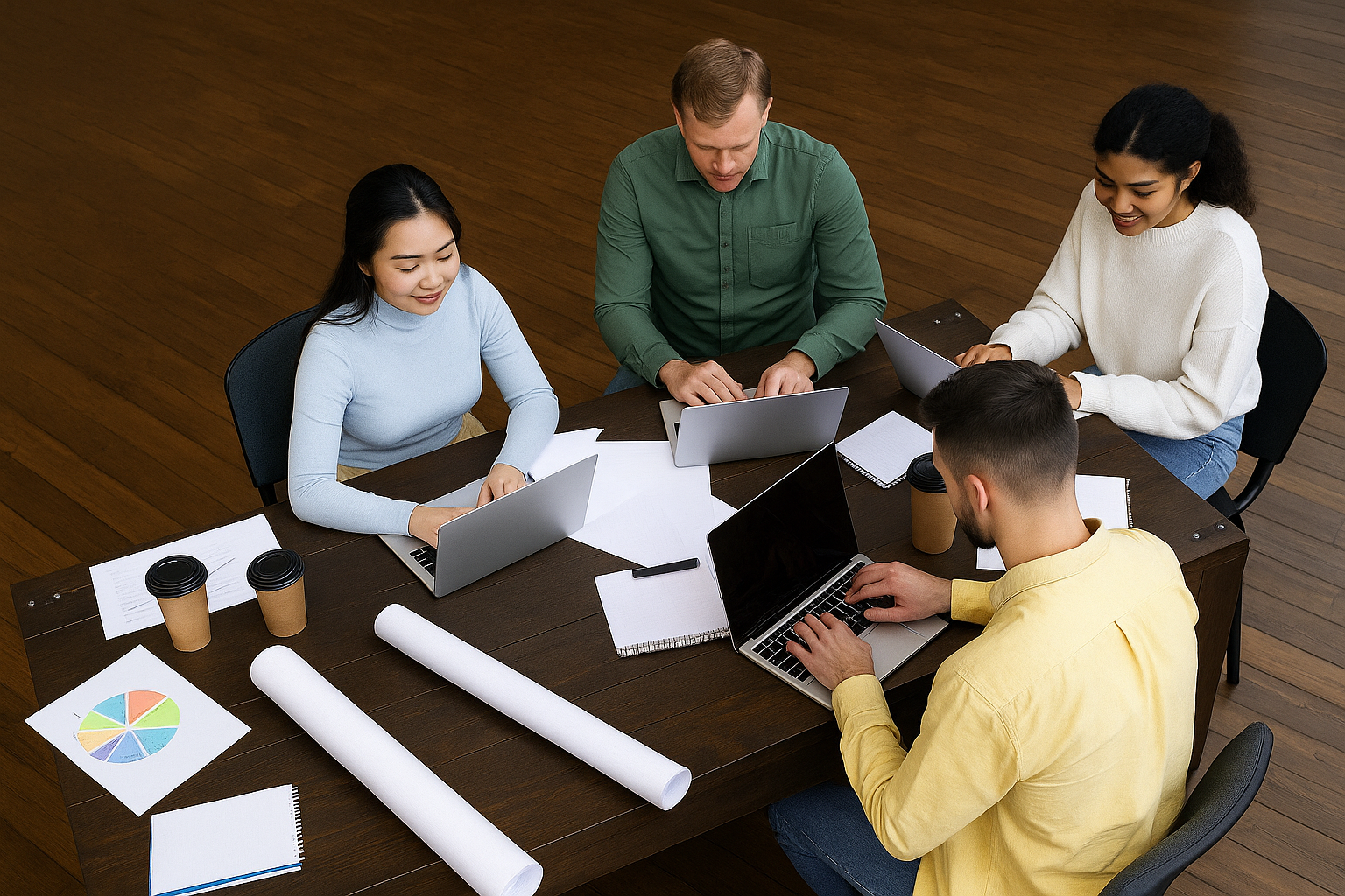 Team discussing research
